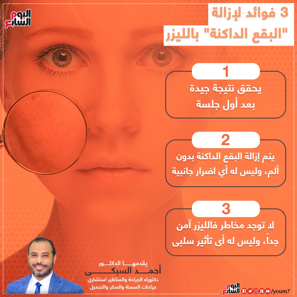 إنفو جراف للدكتور أحمد السبكى عن فوائد إزالة البقع الداكنة