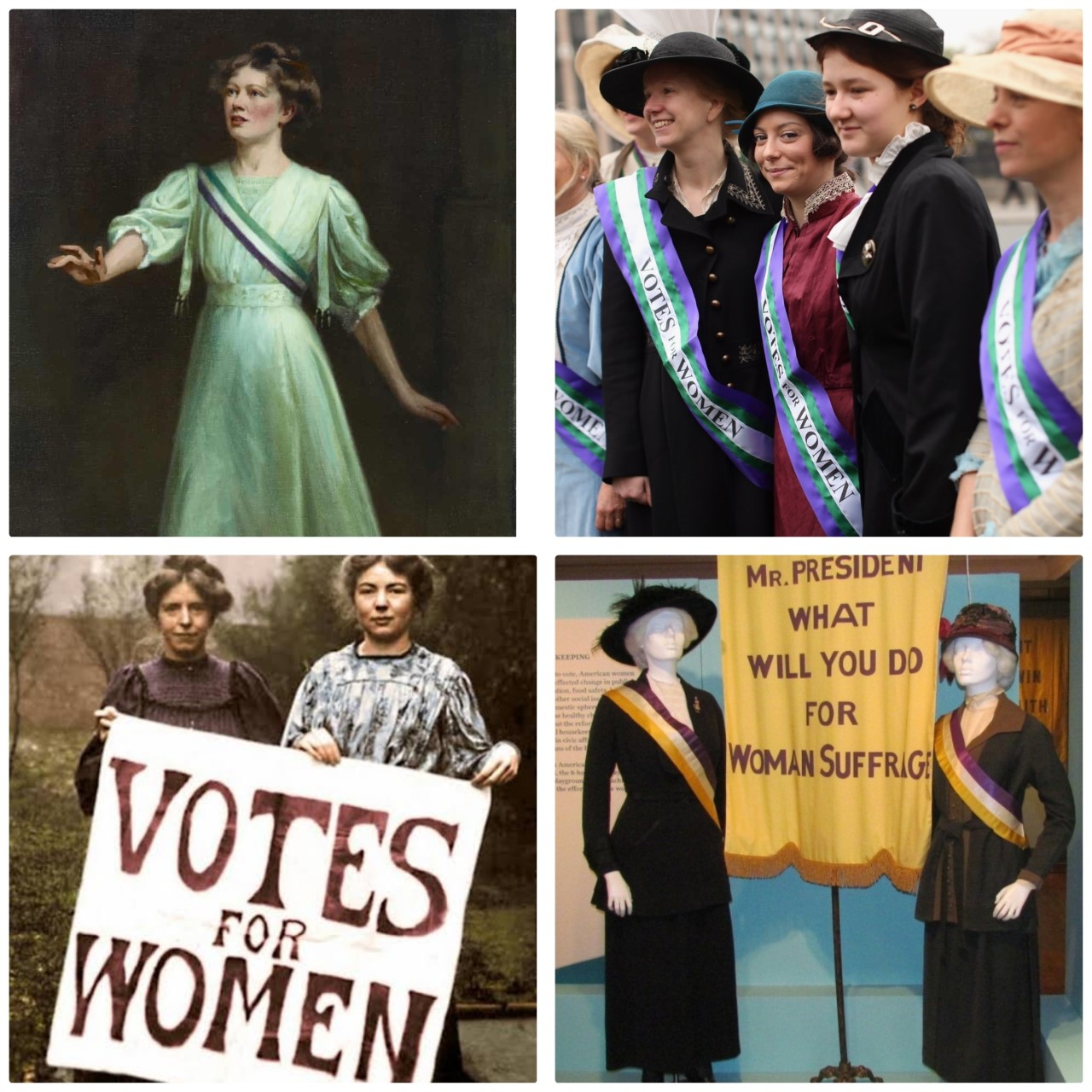 سنة 1900 استخدام الألوان للطالبة بحقوق المرأة