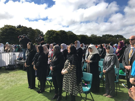 وزيرة الهجرة تشارك فى الجنازة الرسمية لشهداء حادث مسجدى نيوزيلندا (5)