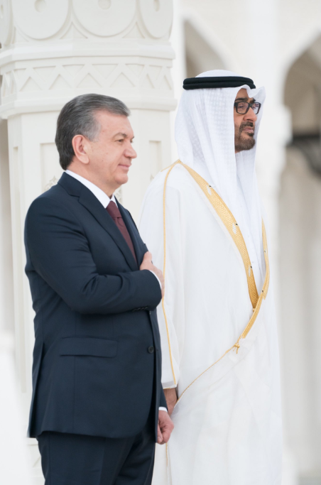 الشيخ محمد بن زايد مع رئيس أوزبكستان