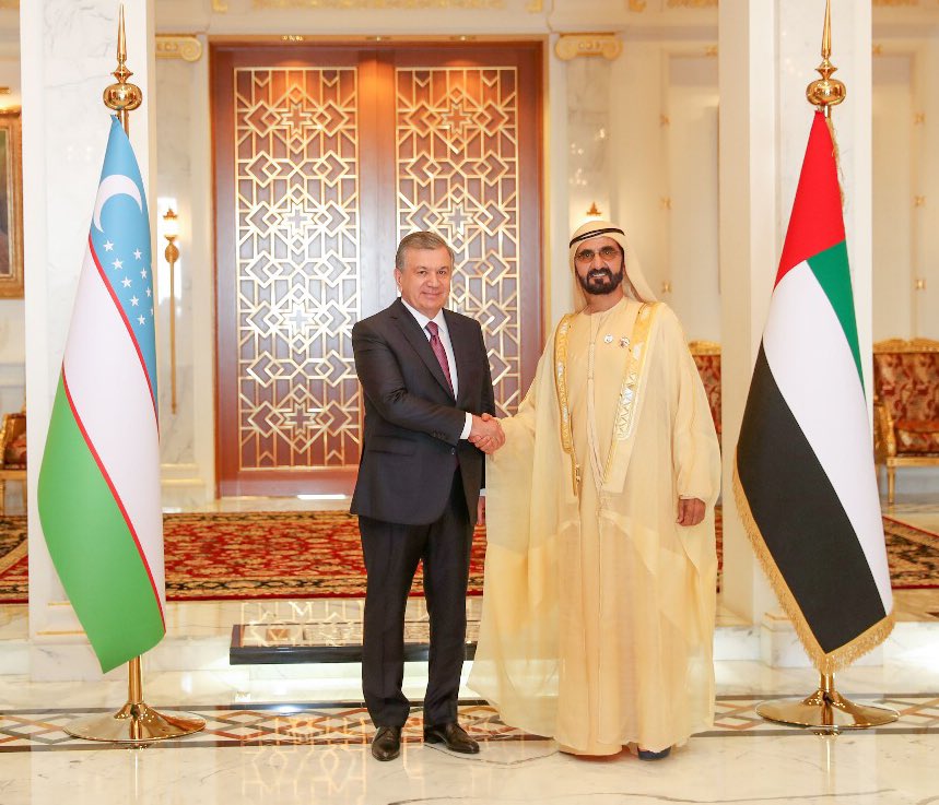 الشيخ محمد بن راشد مع رئيس أوزبكستان