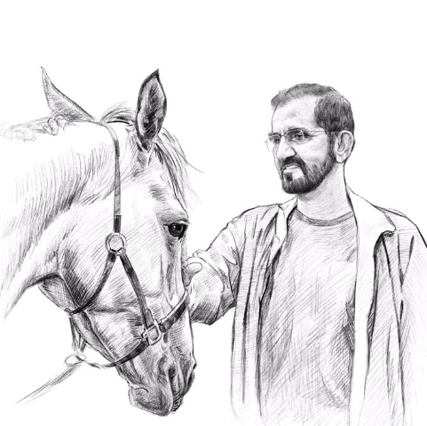لوحة من الأعمال الفنية المرفقة فى كتاب الشيخ محمد بن راشد