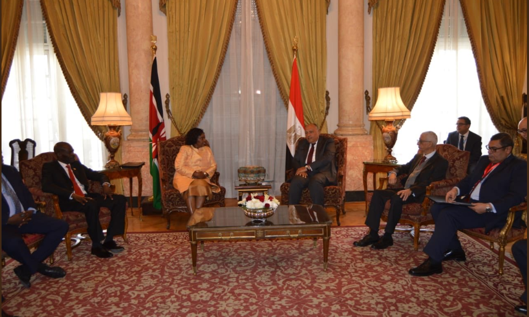 لقاء سامح شكرى ووزيرة خارجية كينيا فى إطار رئاسة مصر الاتحاد الافريقى