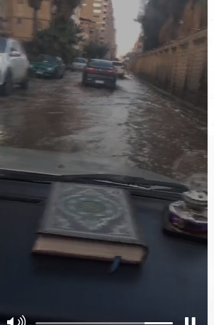 غرق شارع قناة السويس بالمنصورة