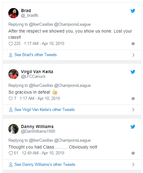 تعليقات جماهير ليفربول على تغريدة كاسياس