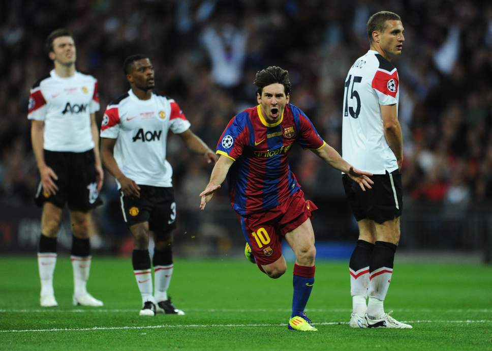 ميسي بمباراة مانشستر يونايتد ضد برشلونة في 2011