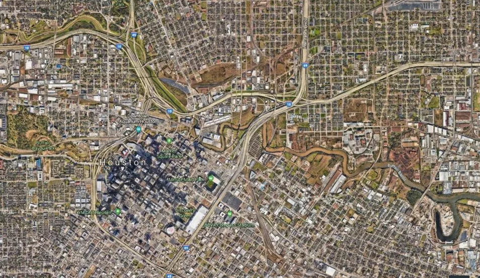 مدينة هيوستن على خريطة جوجل