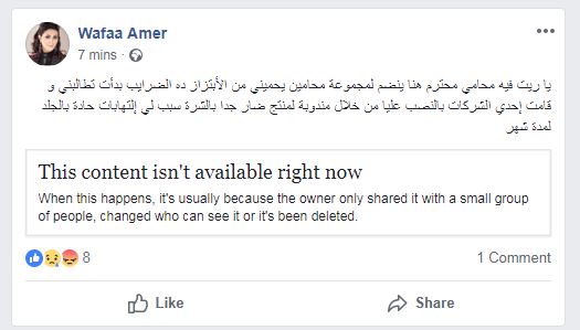 وفاء عامر عبر فيس بوك