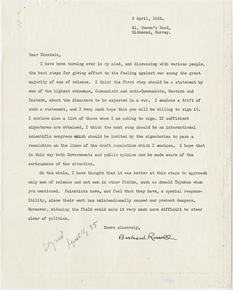 رسالة راسل إلى آينشتاين