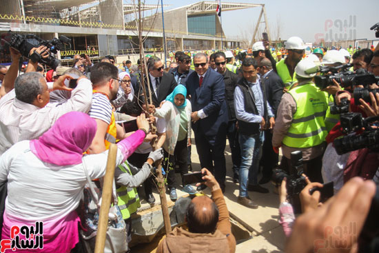 وزيرا القوى العاملة والآثار يشهدان زرع 100 شجرة بالمتحف المصرى الكبير (24)