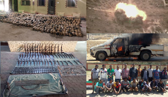 القوات المسلحة تعلن تدمير 227 عربة دفع رباعى تستخدمهم العناصر الإرهابية (1)