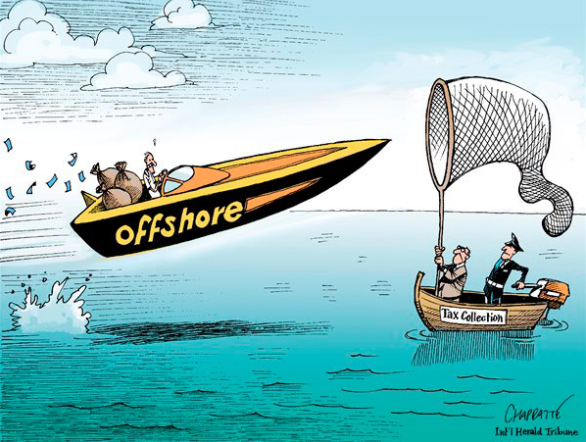 كاريكاتير عن الملاذات الضريبية