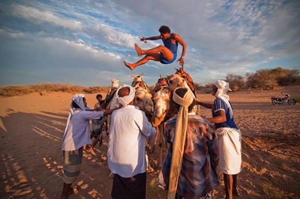 Прыгать через верблюда. Маша путешествует в Африку. Camel Jump.