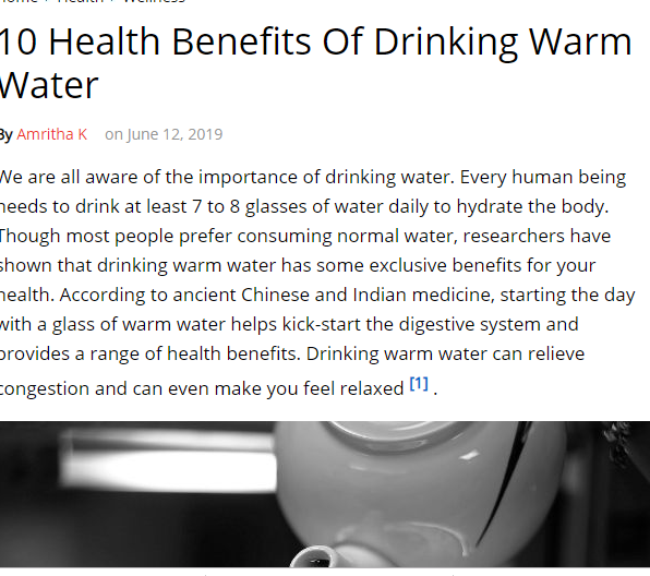 فوائد الماء الساخن