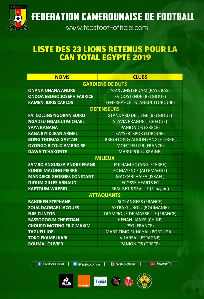 قائمة منتخب الكاميرون