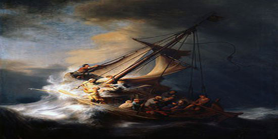لوحة العاصفة على بحيرة طبريا لـ رامبرانت