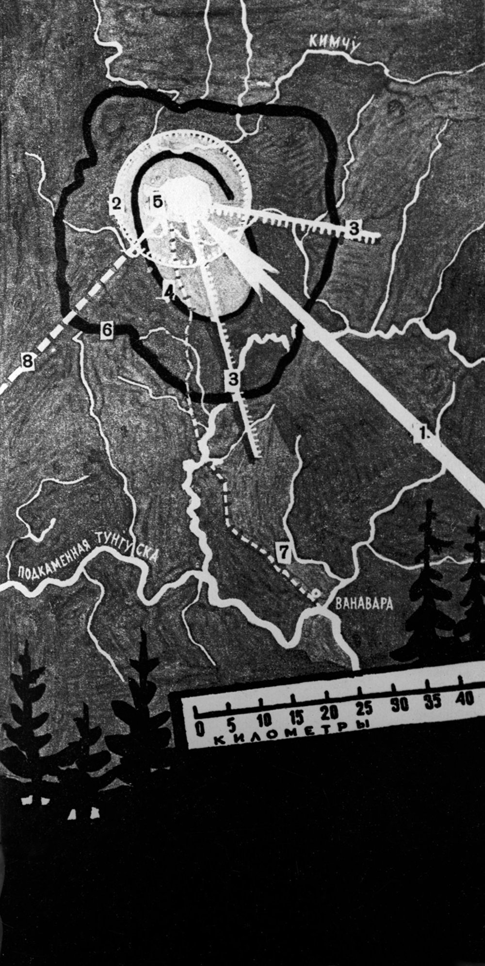 خريطة مكان سقوط نيزك تونجوسك