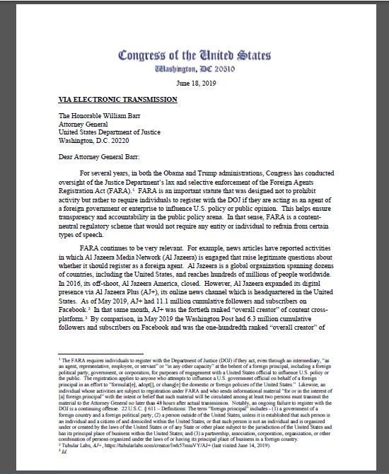 الكونجرس يطالبون النائب العام الأمريكى بالتحقيق فى تجاوزات الجزيرة (2)
