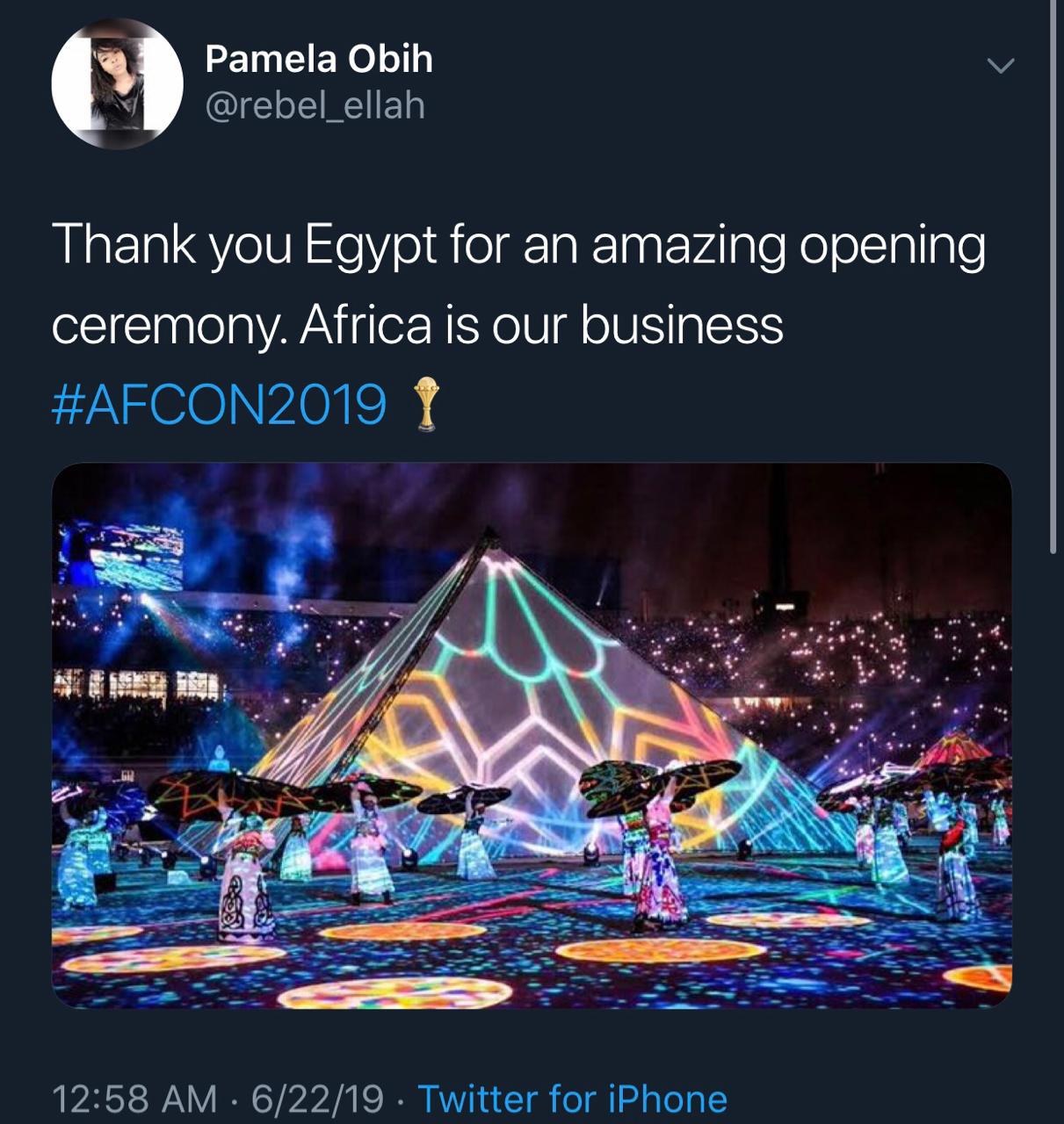 شكرا لمصر على الافتتاح المبهر فى امم افريقيا