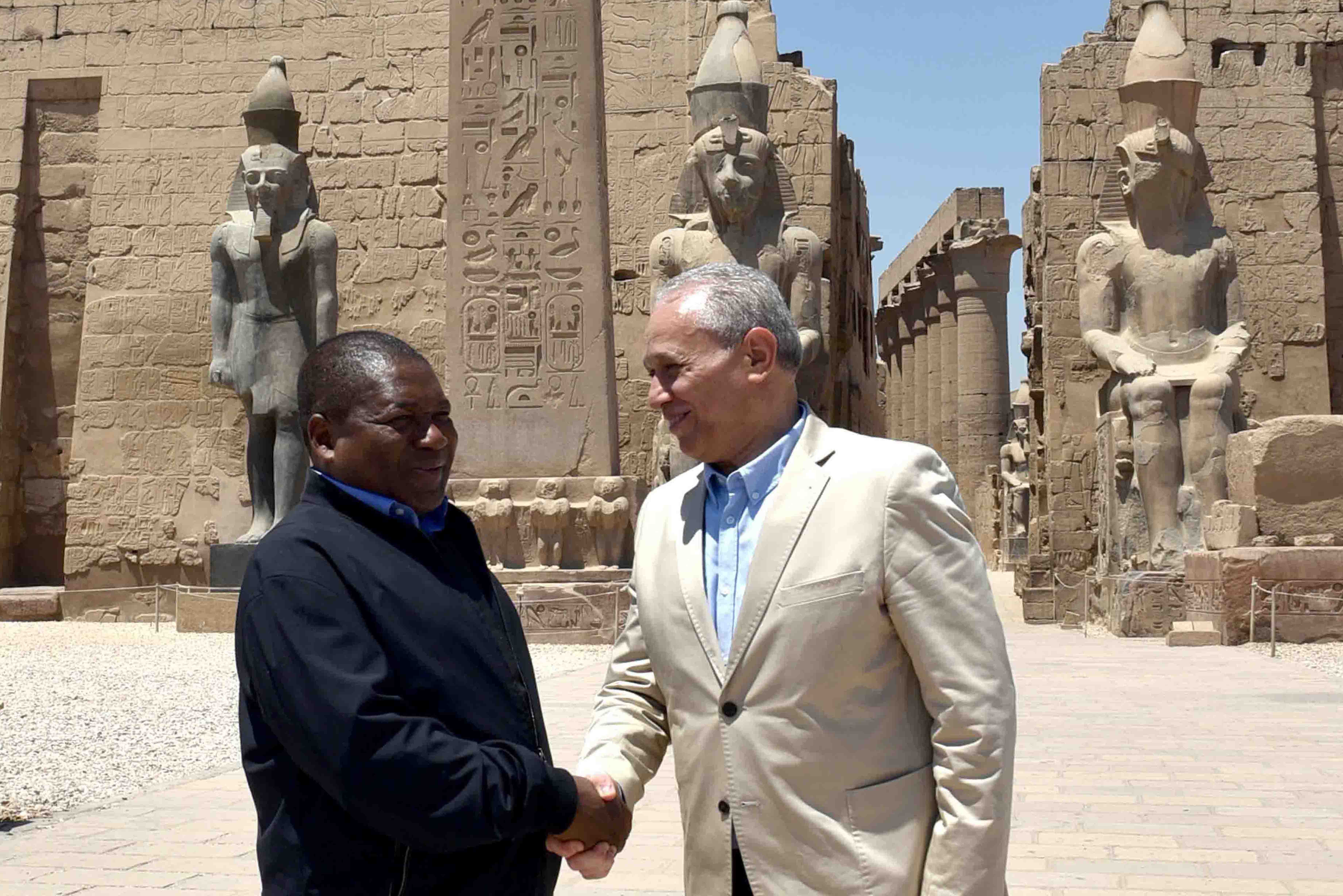 كواليس زيارة رئيس جمهورية موزمبيق للمعالم الفرعونية بمحافظة الأقصر (7)