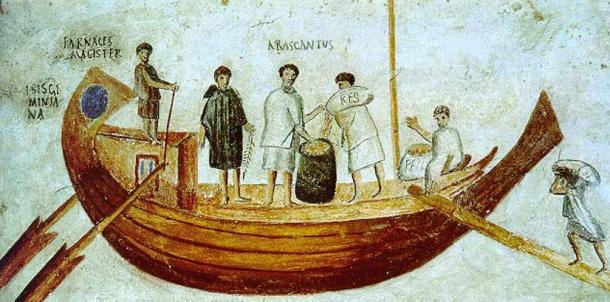 fresco-depicting-a-Roman-merchant-vessel