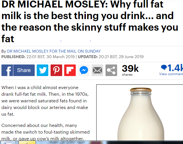 لماذا الحليب كامل الدسم الافضل بالنسبة لك ؟؟