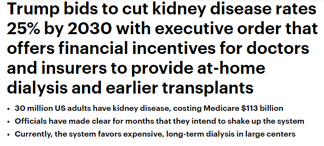 ترامب يطالب بخفض معدلات الاصابة بامراض الكلى