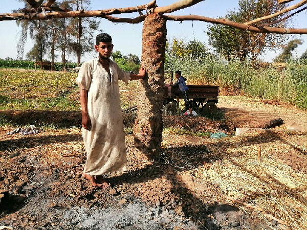 حمادة داخل بقايا العشة المحترقة