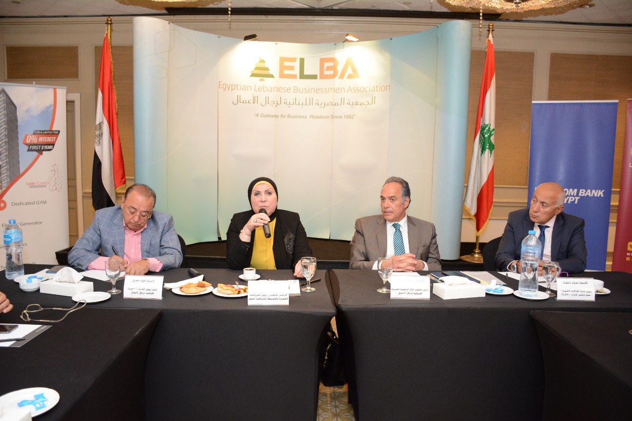 نيفين جامع رئيس جهاز المشروعات الصغيرة خلال اجتماع الجمعية المصرية اللبنانية
