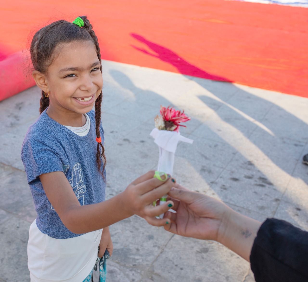 متطوعون أقباط ومسلمون يوزعون الورود والهدايا إحتفالاً بعيد الأضحي أمام معبد الأقصر (4)