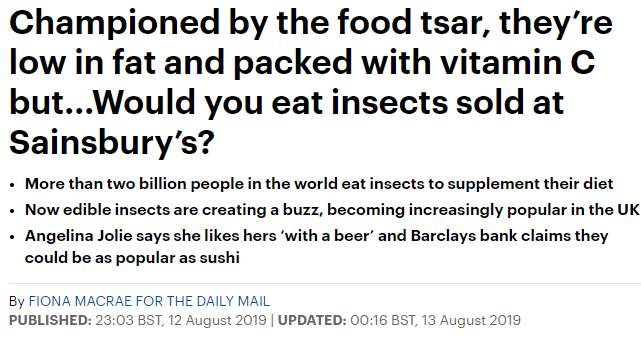 اكثر من 2 مليار شخص ياكلون الحشرات