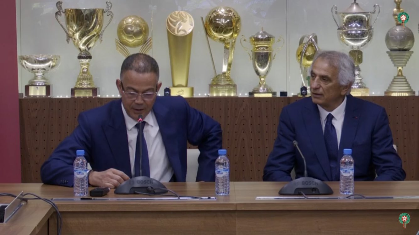 وحيد خاليلوزديتش مدرب المغرب مع فوزى لقجع رئيس الاتحاد1