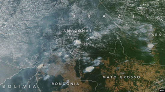 صورة نشرتها ناسا للحرائق في الأمازون