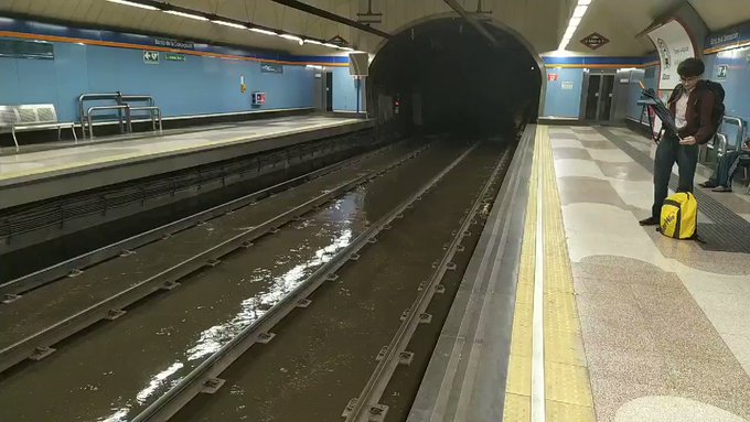 توقف مترو الانفاق فى اسبانيا بسبب الامطار