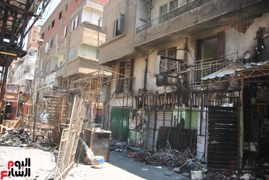 إخلاء شارع مصر بعد الحريق (3)