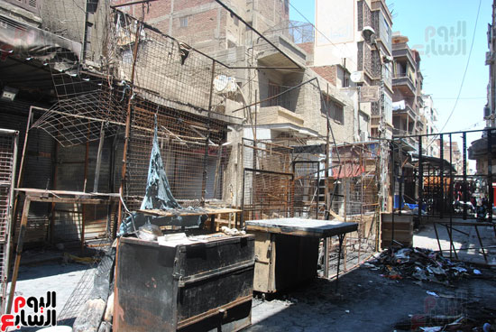 إخلاء شارع مصر بعد الحريق (6)