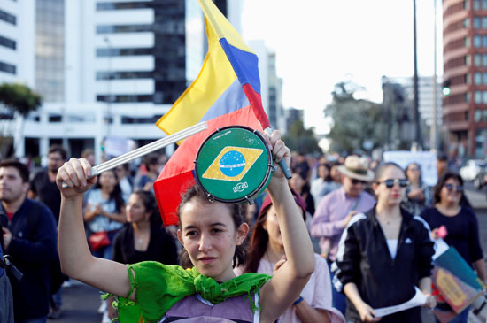 فتاة ترفع العلم البرازيلى خلال الاحتجاج