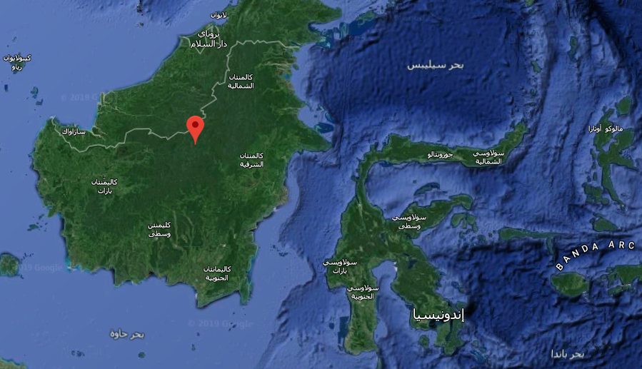 موقع عاصمة اندونيسيا الجديدية على جزيرة بورنيو