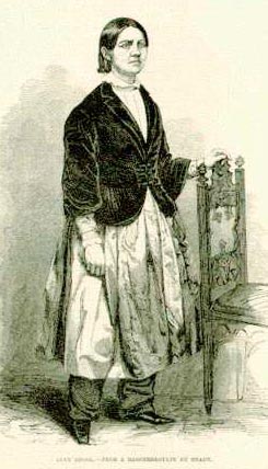صورة للوسي ستون وهي ترتدي السروال النسوي في عام 1853.