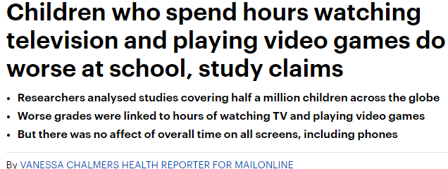 الاطفال الذين يقضون ساعات امام التلفاز درجاتهم اقل