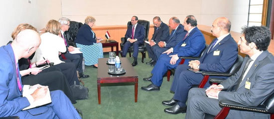 الرئيس عبدالفتاح السيسى، اليوم مع إرنا سولبرج، رئيسة وزراء النرويج (1)