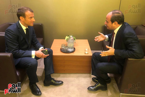 الرئيس عبد الفتاح السيسي مع الرئيس الفرنسي إيمانويل ماكرون (1)