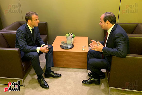 الرئيس عبد الفتاح السيسي مع الرئيس الفرنسي إيمانويل ماكرون (2)
