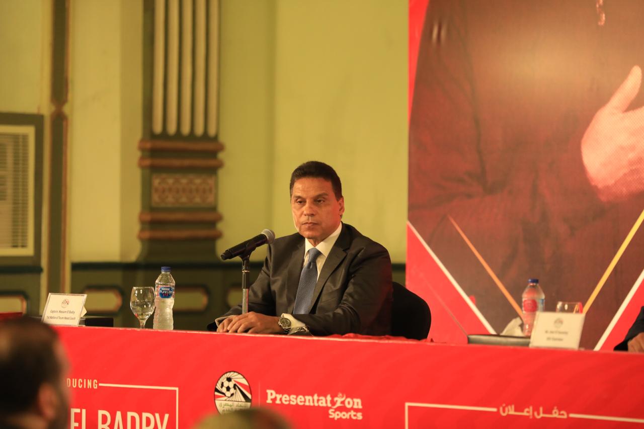 حسام البدرى فى مؤتمر تقديمه مديرا فنيا للمنتخب