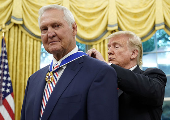 Jerry West is happy with the Freedom Medal