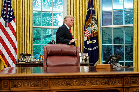 President Trump is in the Oval Office