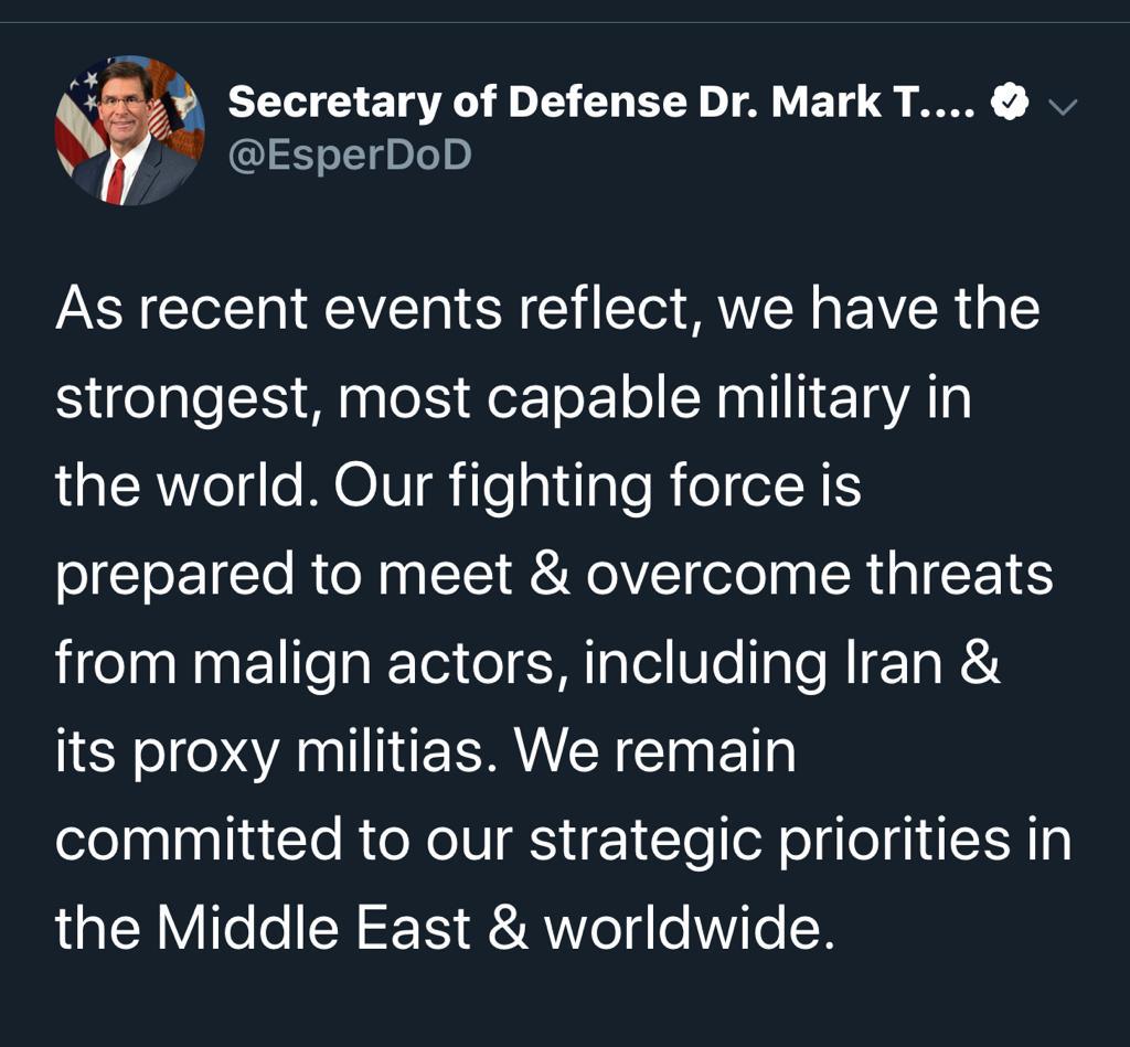 تغريده وزير الدفاع الأمريكى