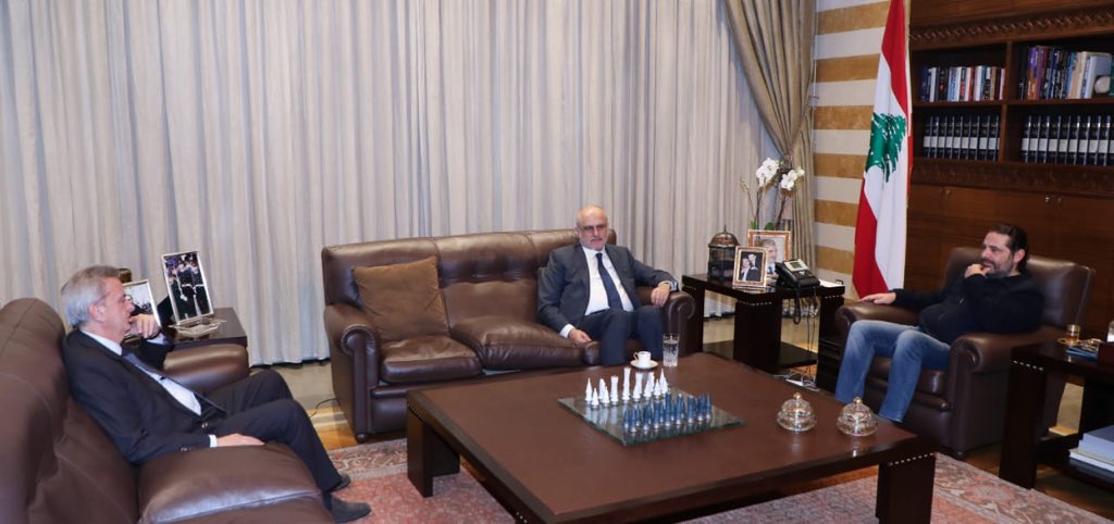 سعد الحريرى ووزير المال اللبنانى وحاكم مصرف لبنان