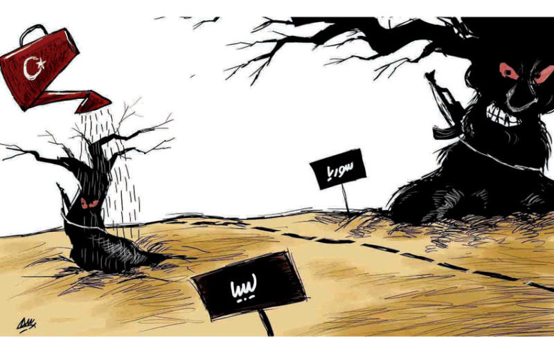 كاريكاتير تركيا سبب دمار سوريا وليبيا