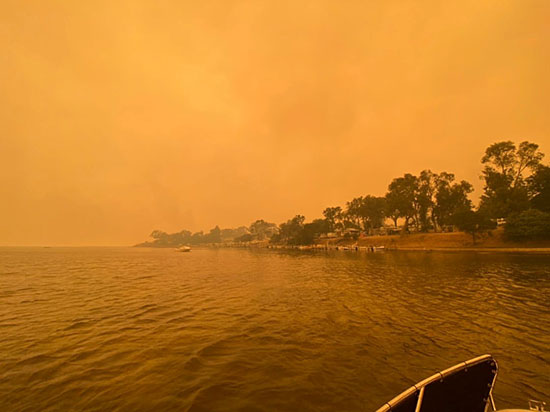 دخان اصفر يسود السماء بسبب حرائق الغابات